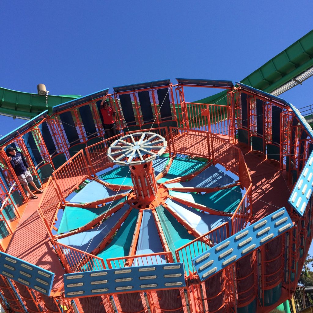 the round up gravitron ride at Santa Cruz Beach Boardwalk, in Santa Cruz, California.