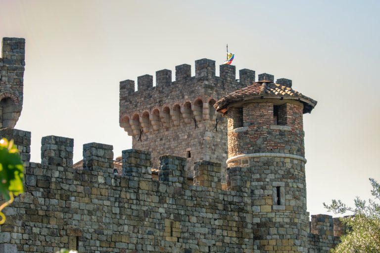 castle towers at Catello di Amarosa winery in Calistoga, California