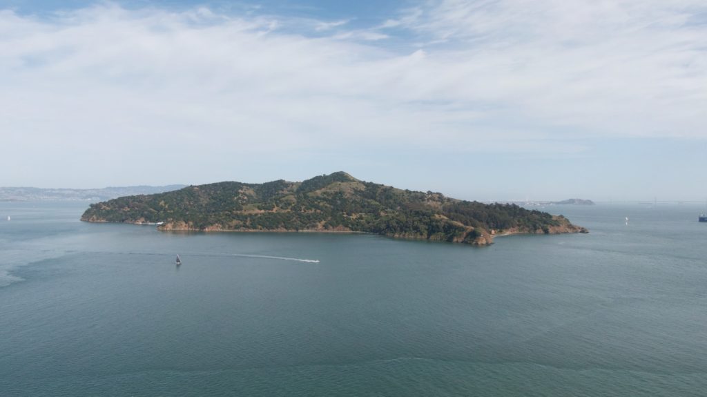 Angel Island sitting in the middle of the San Francisco Bay