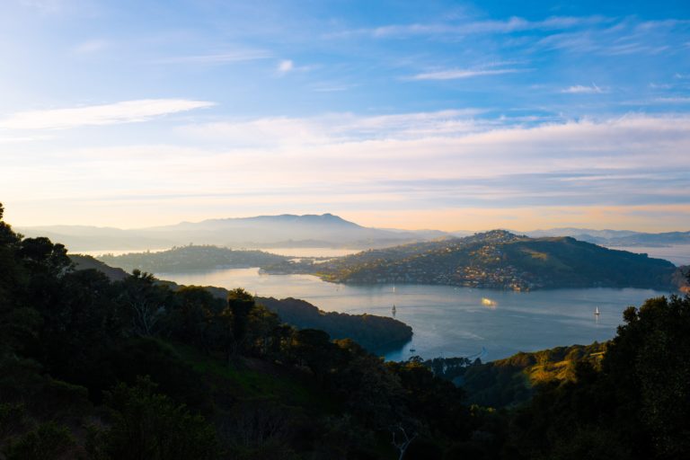 the view from Angel Island overlooking Tiburon, California.