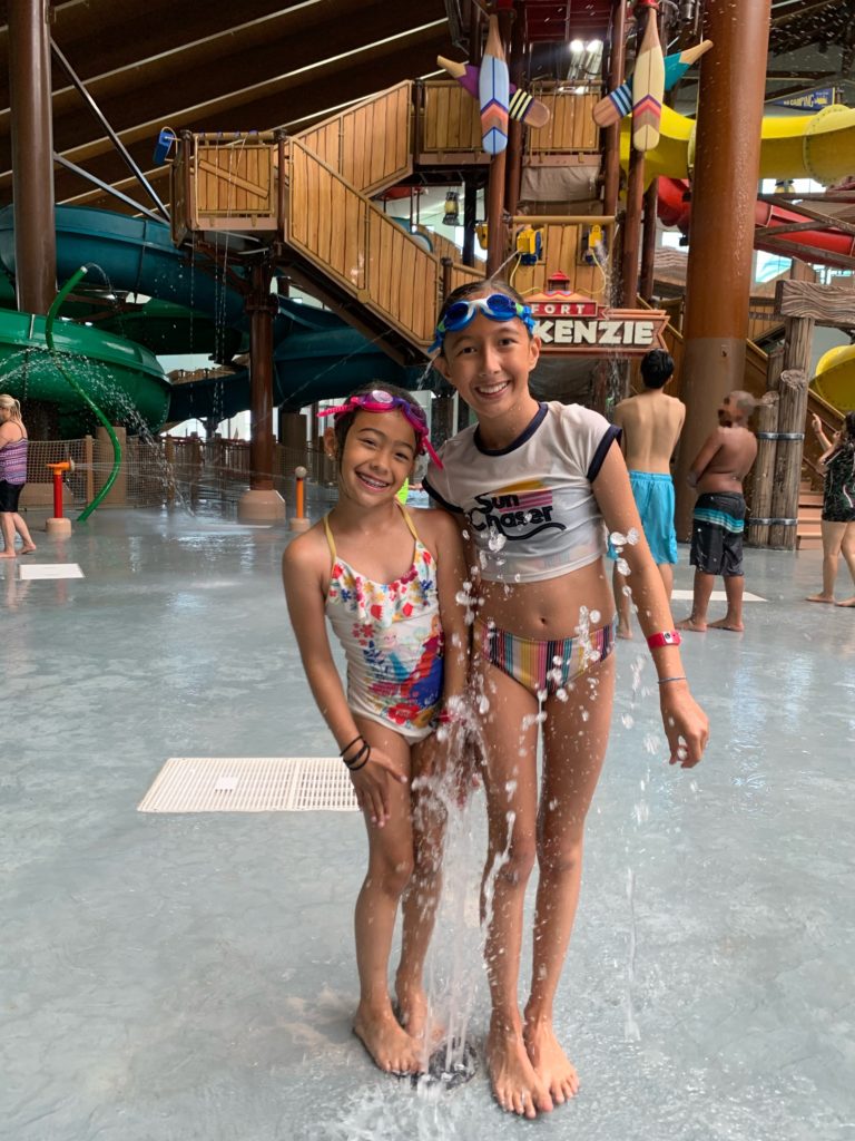 two girls at Fort MacKenzie at Great Wolf Lodge in Manteca California