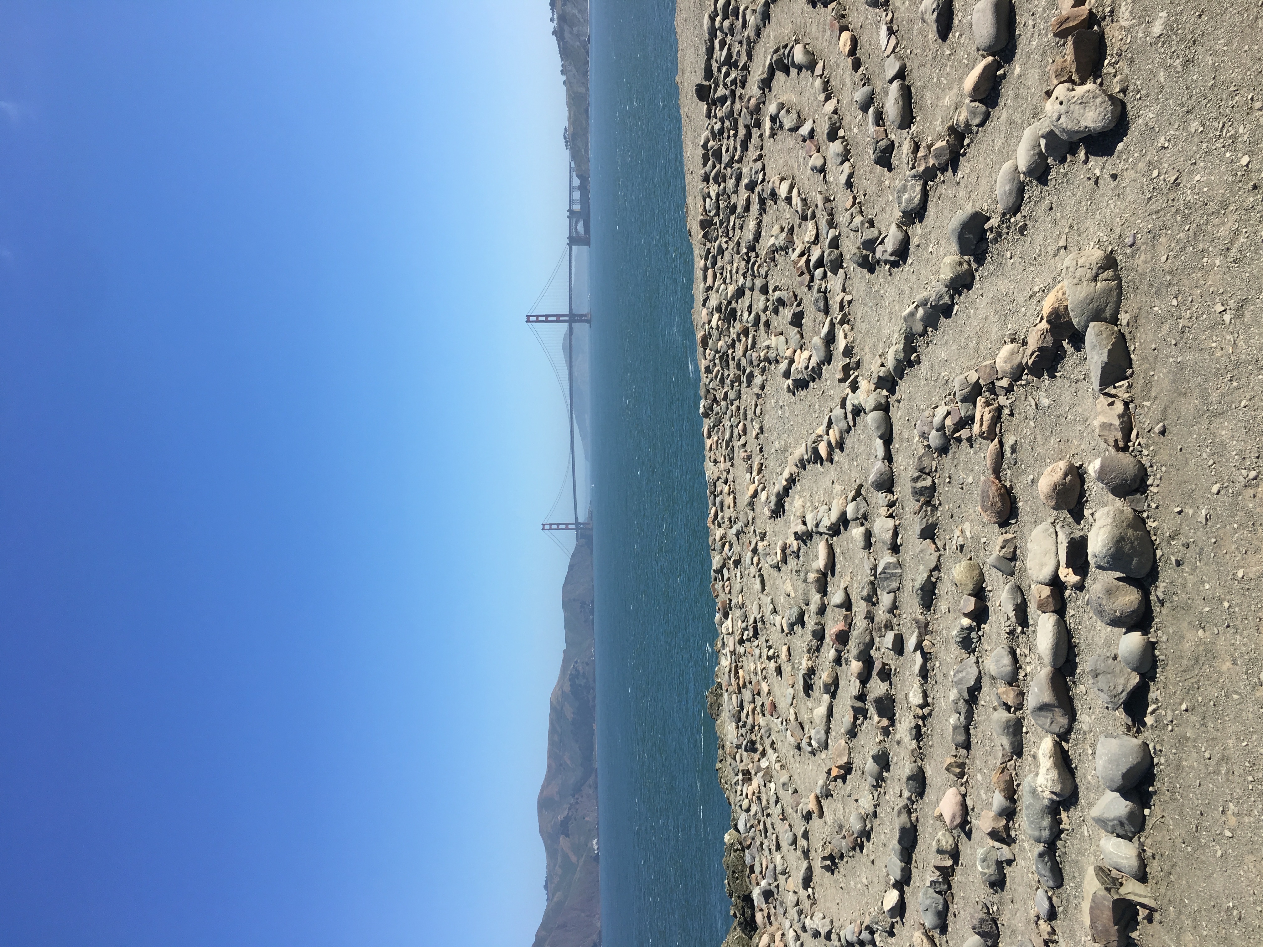 the labyrinth at lands end overlooking the san francisco bay at golden gate bridge