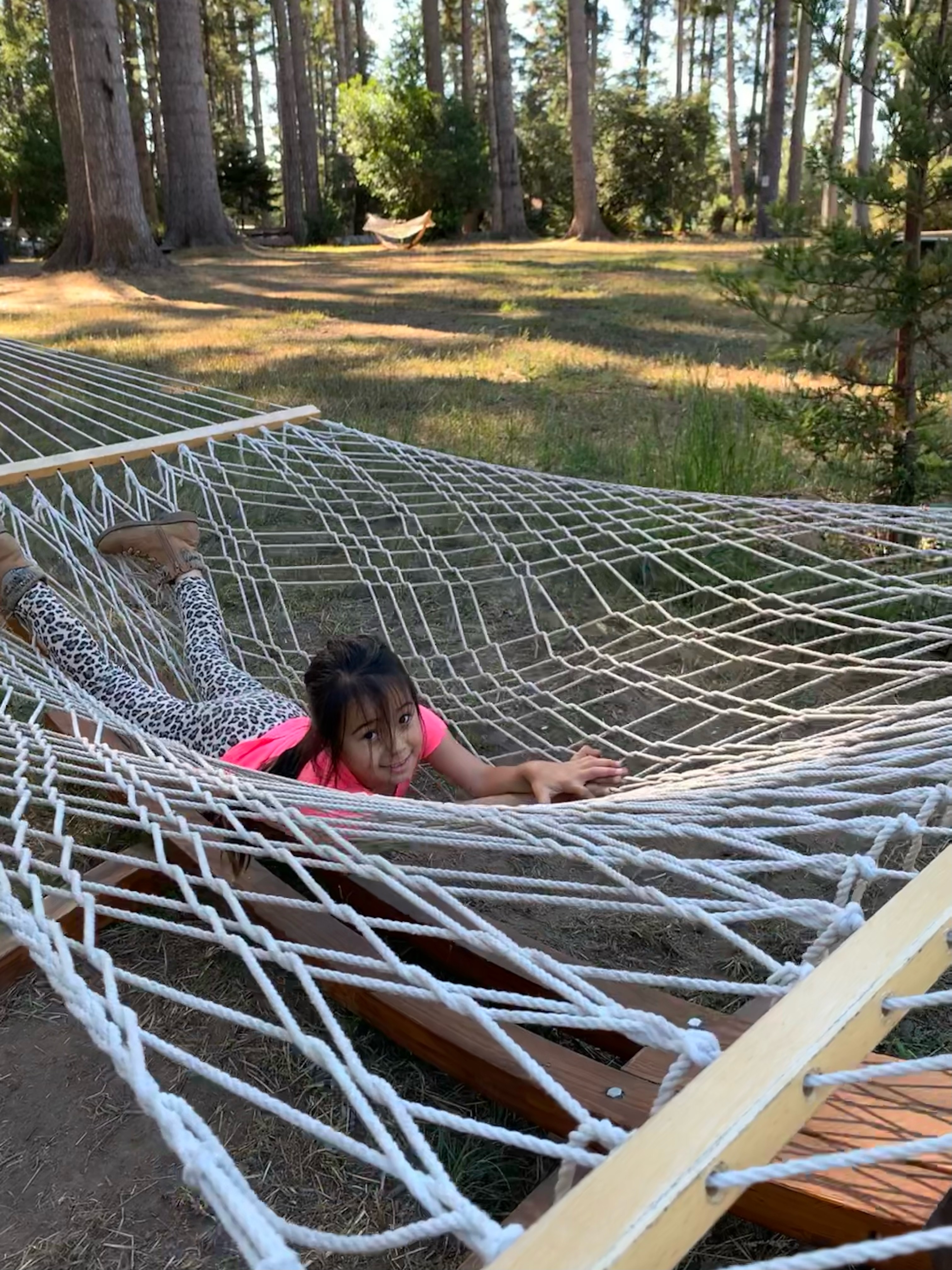 girl in hammock at Mendocino Grove California