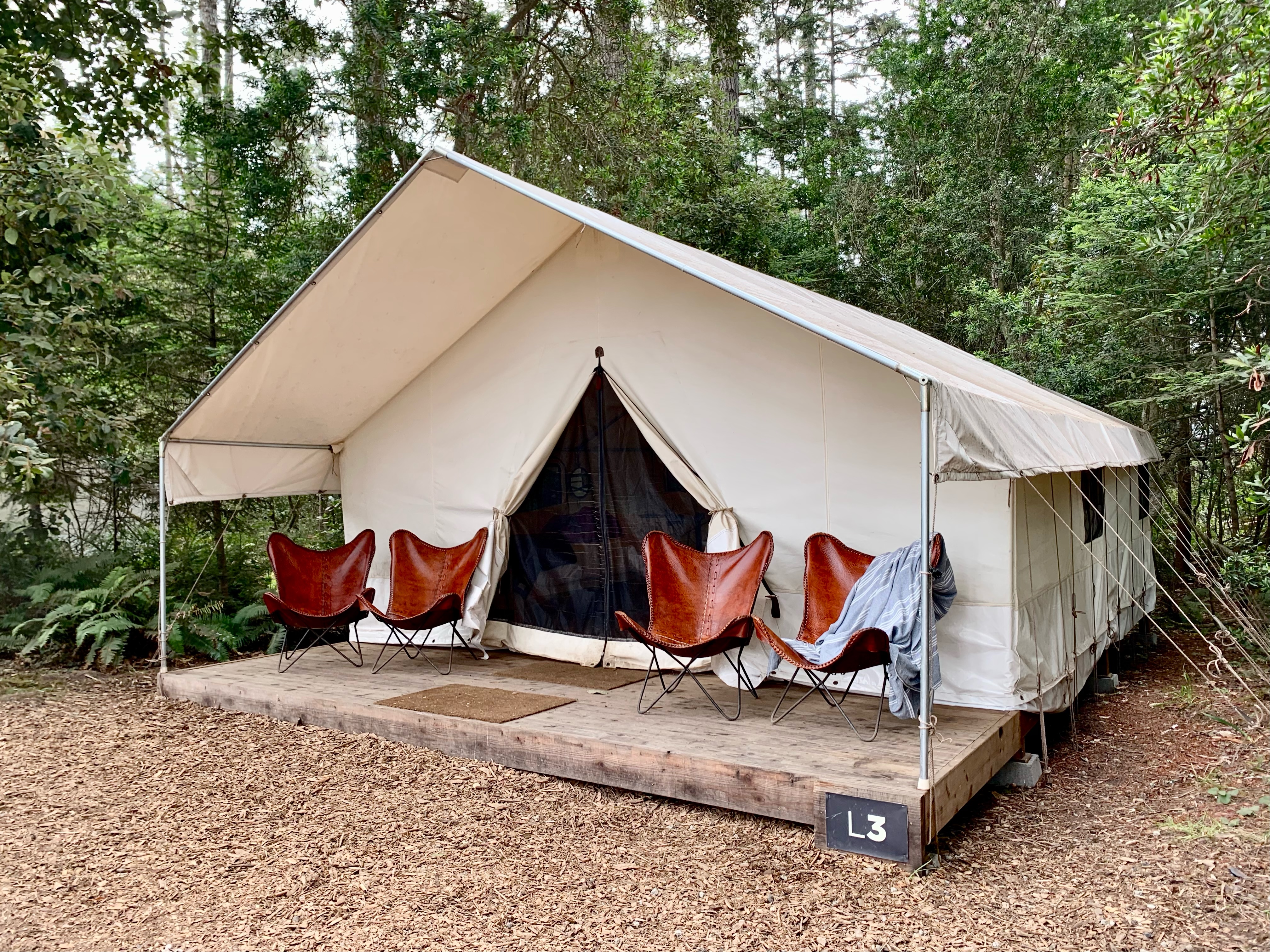 glamping tent at mendocino grove, California