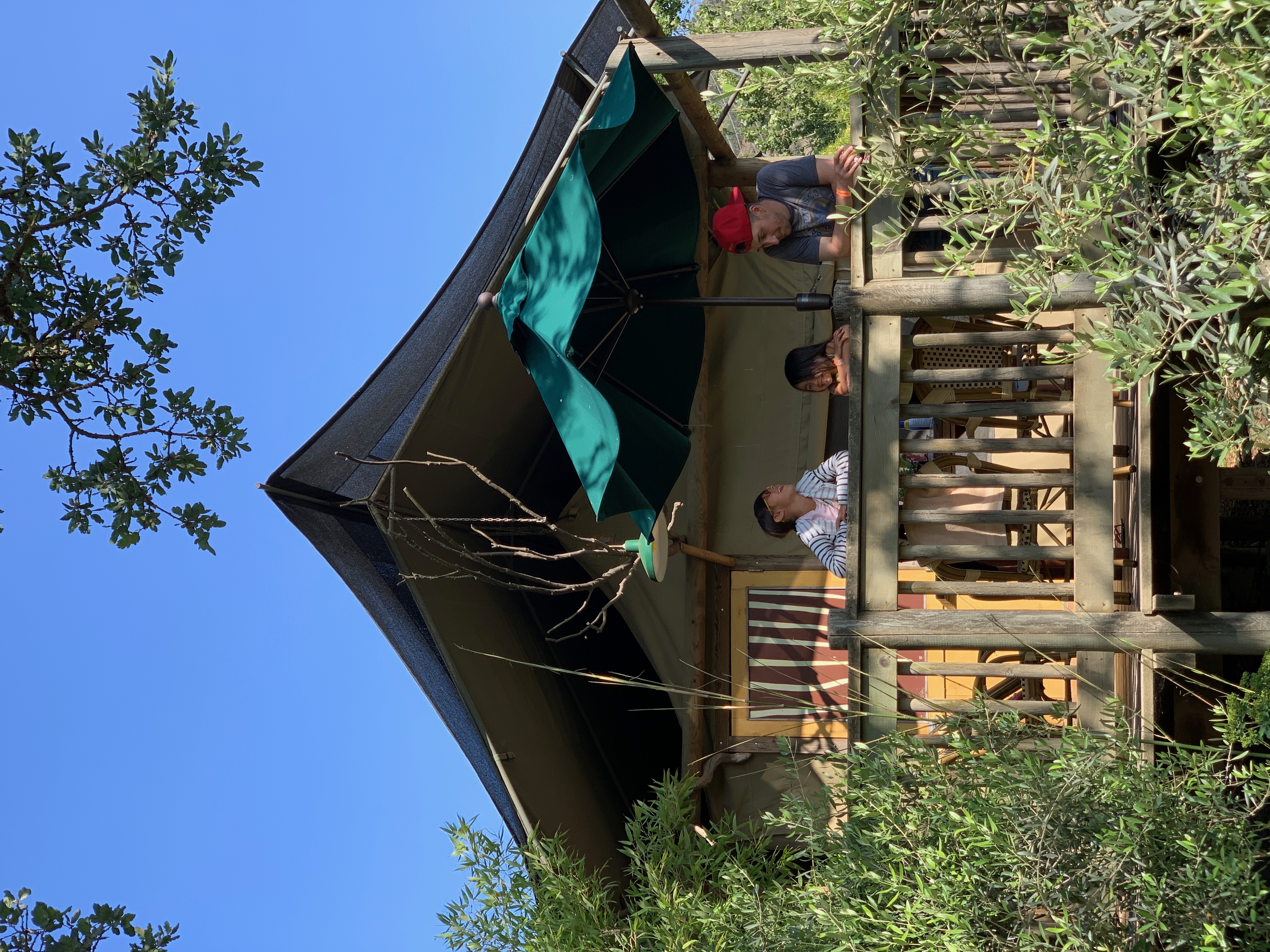 a family in front of a glamping tent at Safari West, Santa Rosa, California