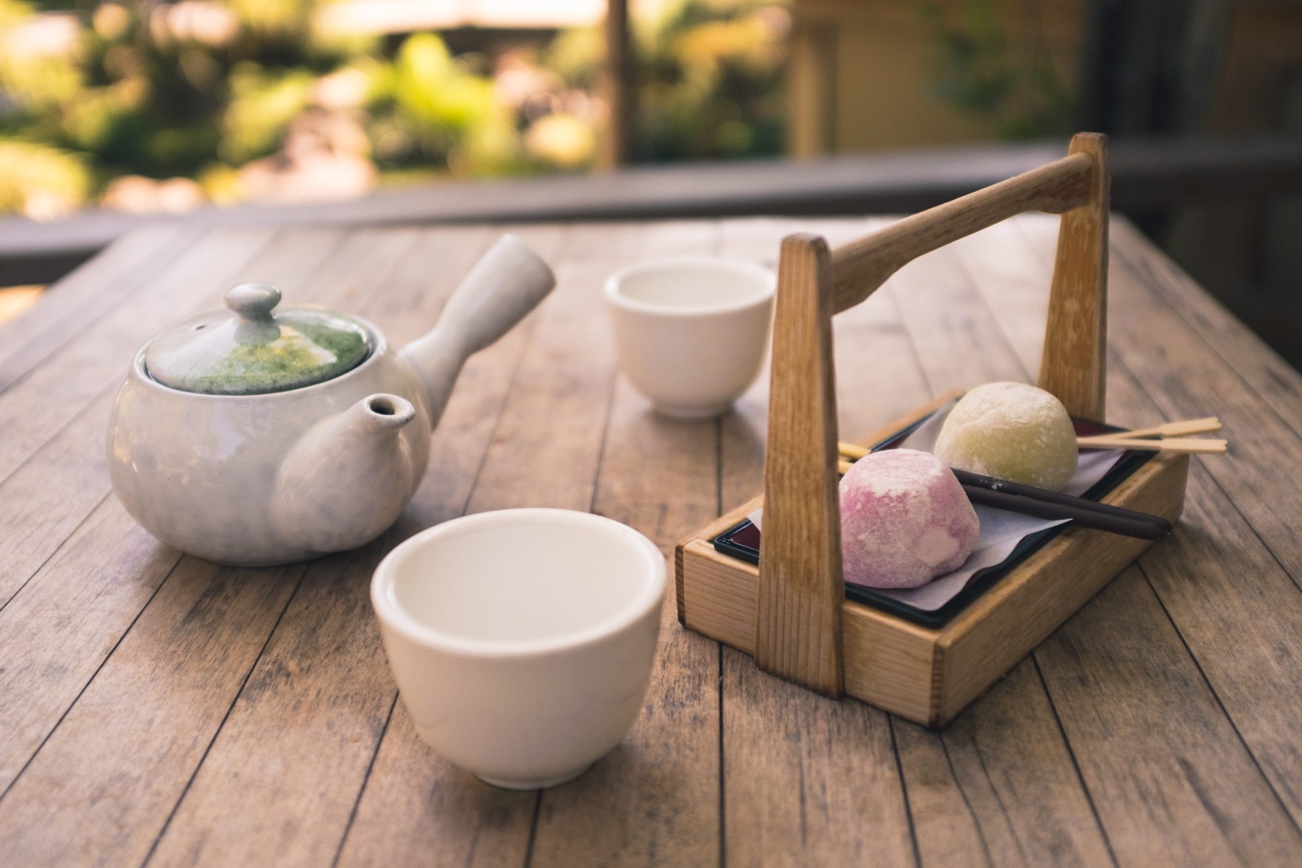 tea, mochi, and cookies at the Japanese Tea Garden in San Francisco's Golden Gate Park