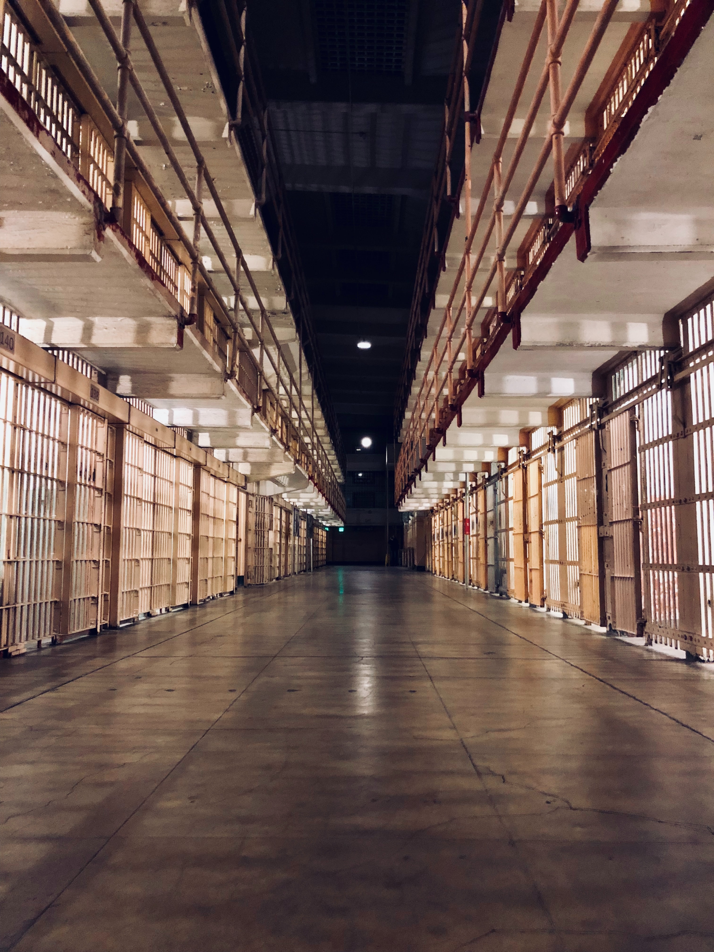 Alcatraz prison cells at night