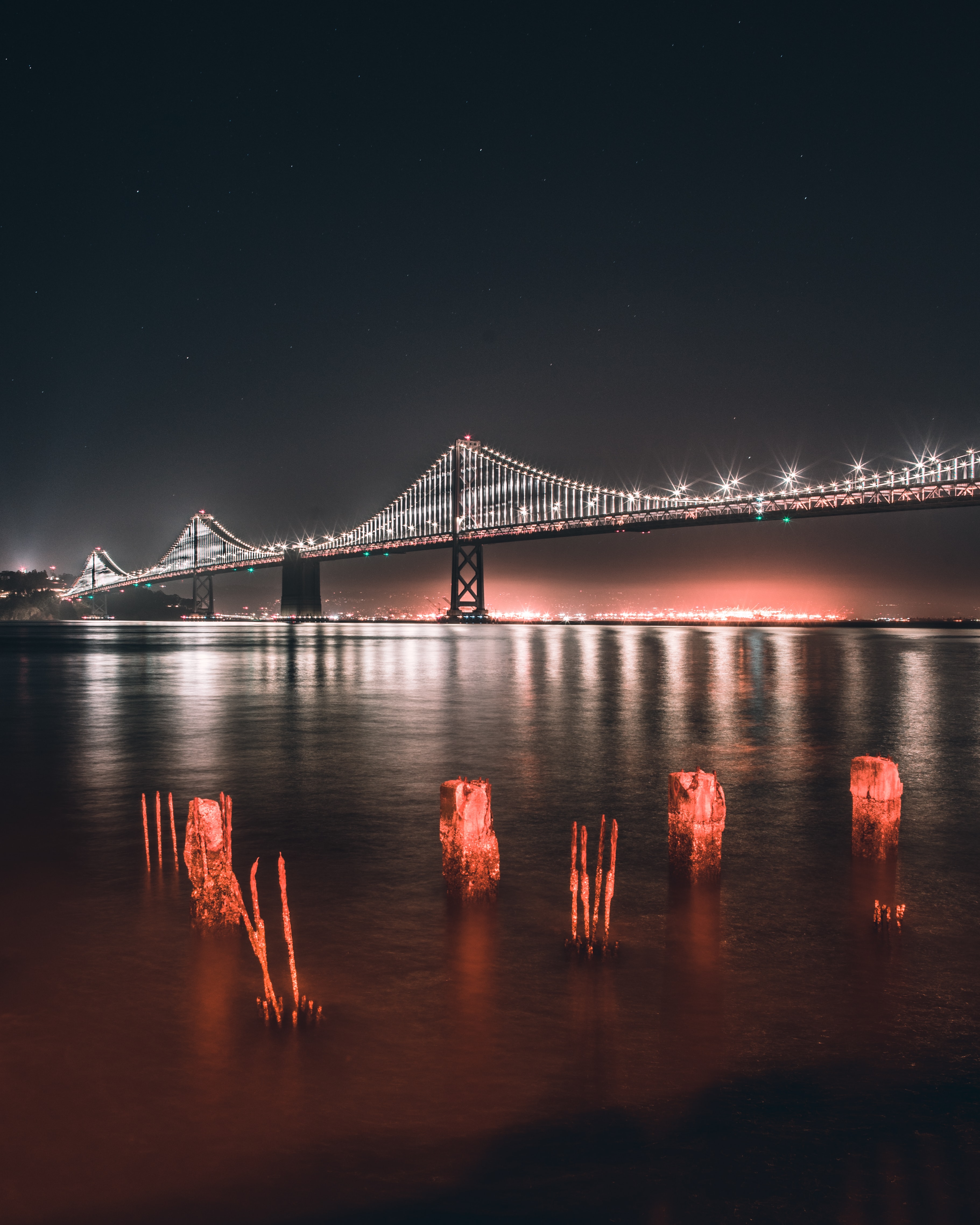 San Francisco Bay Bridge at night