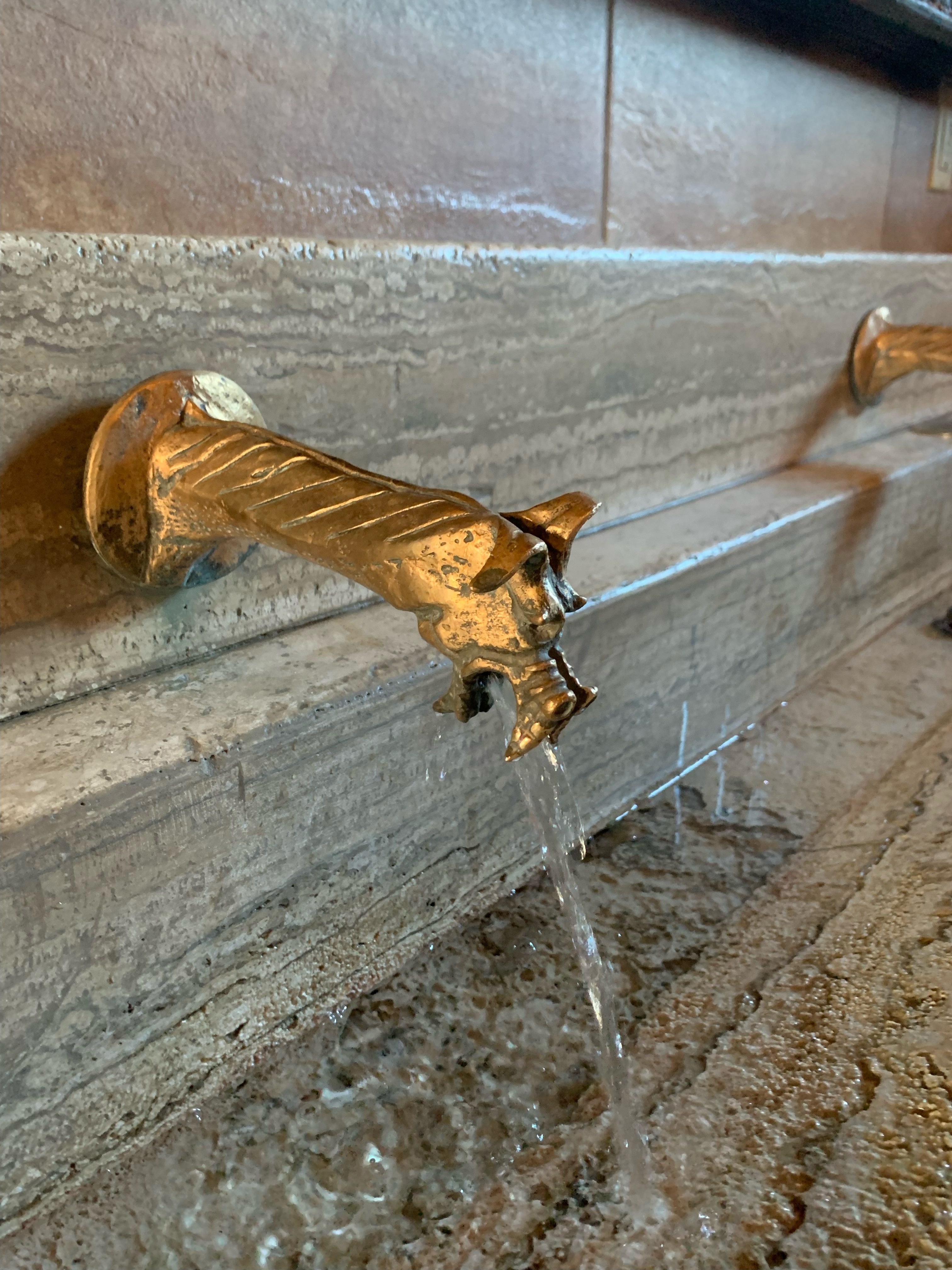 golden medieval water fixture in Castello di amorosa