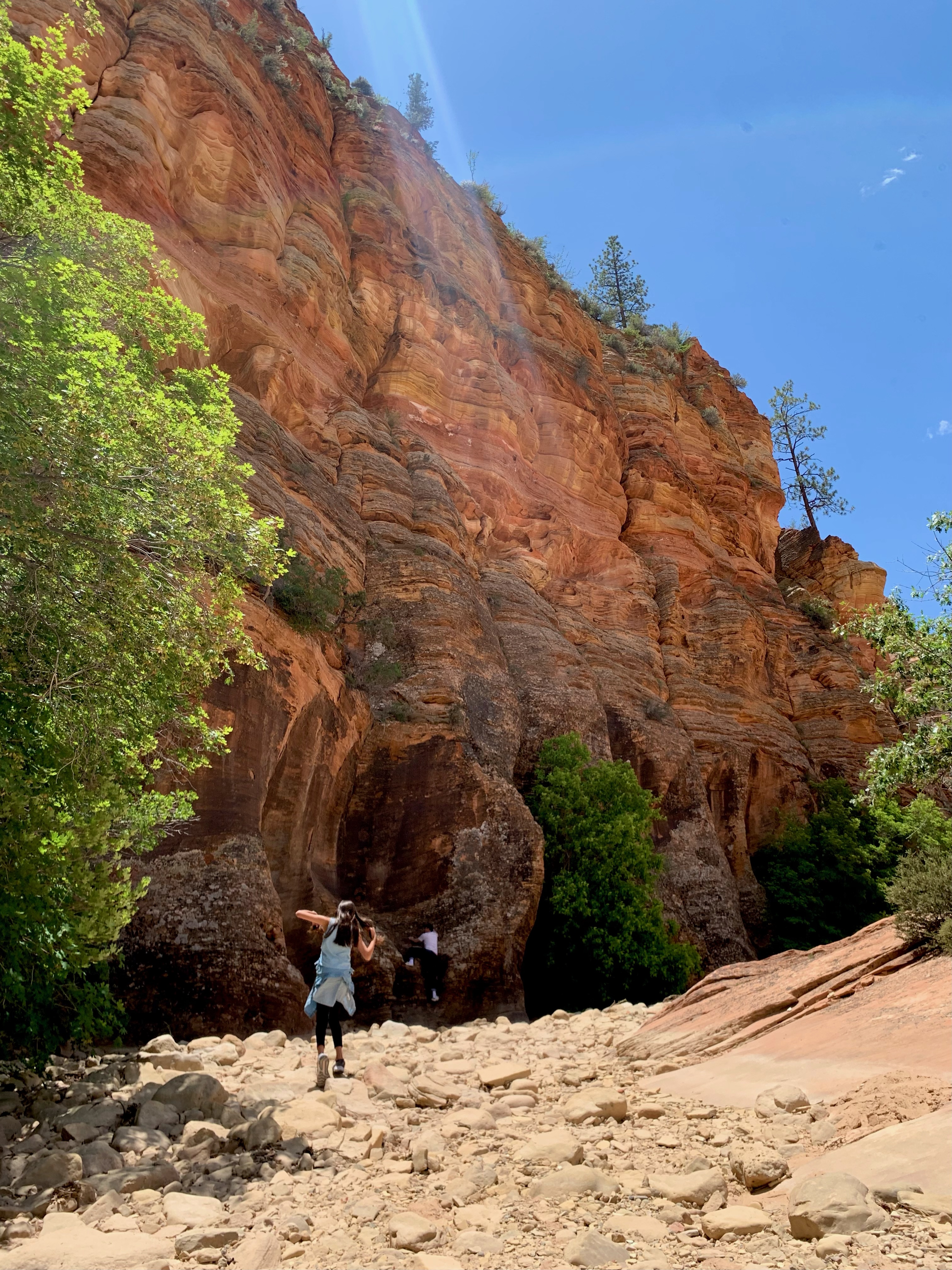 people walking through zion national park